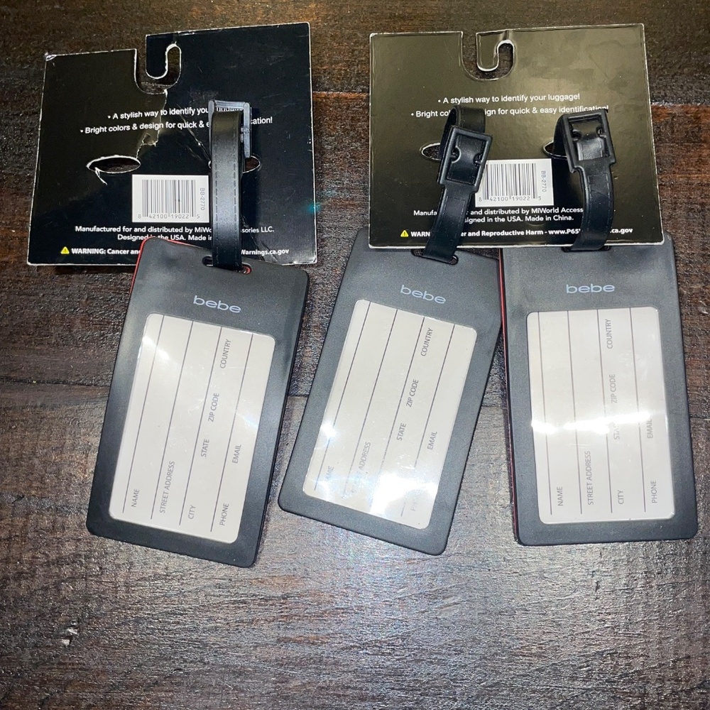3 Bebe Red Black Silicone Luggage Travel Tags - Picture 3 of 3